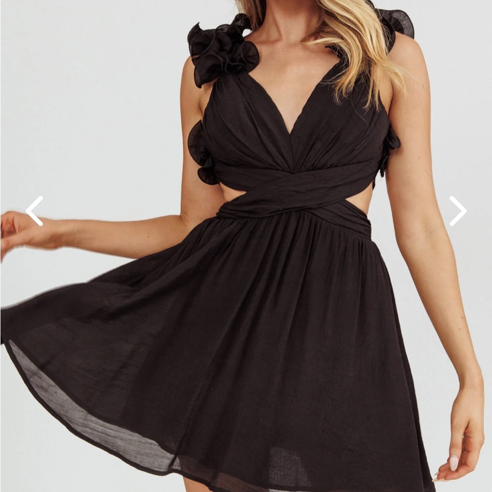 NWT Selfie Leslie Madara Black Lace Up Mini Dress